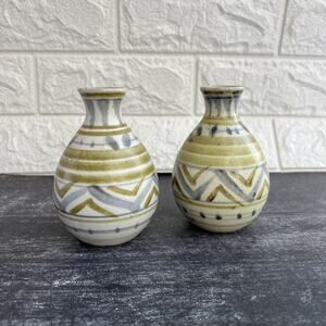 Otagiri OMC Bud Vases Pair 4.5" Japanese Stoneware Vintage Mini
